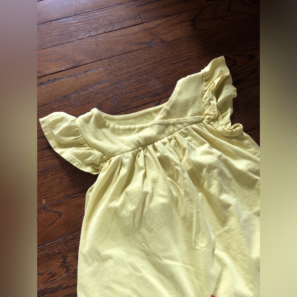 Tea Collection Girls 6 Yellow Flutter Sleeved Knee-Length Dress w/Floral Design - Picture 3 of 7